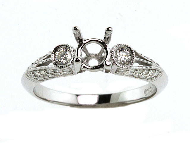 Diamond Engagement Semi Mount Ring In 18k Gold (3/8 Ct.tw.)