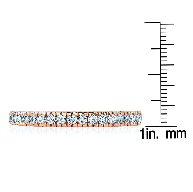 Diamond Slim Prong Band In 14k Rose Gold (0.32ctw)