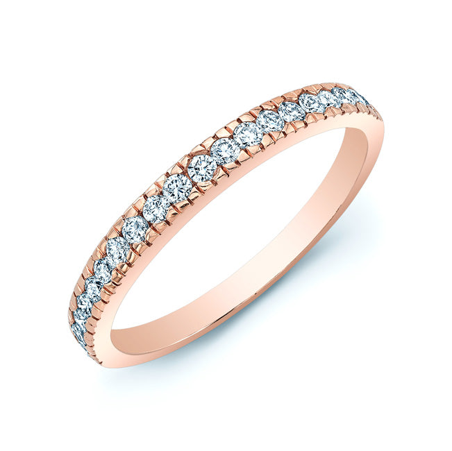 Diamond Slim Prong Band In 14k Rose Gold (0.32ctw)