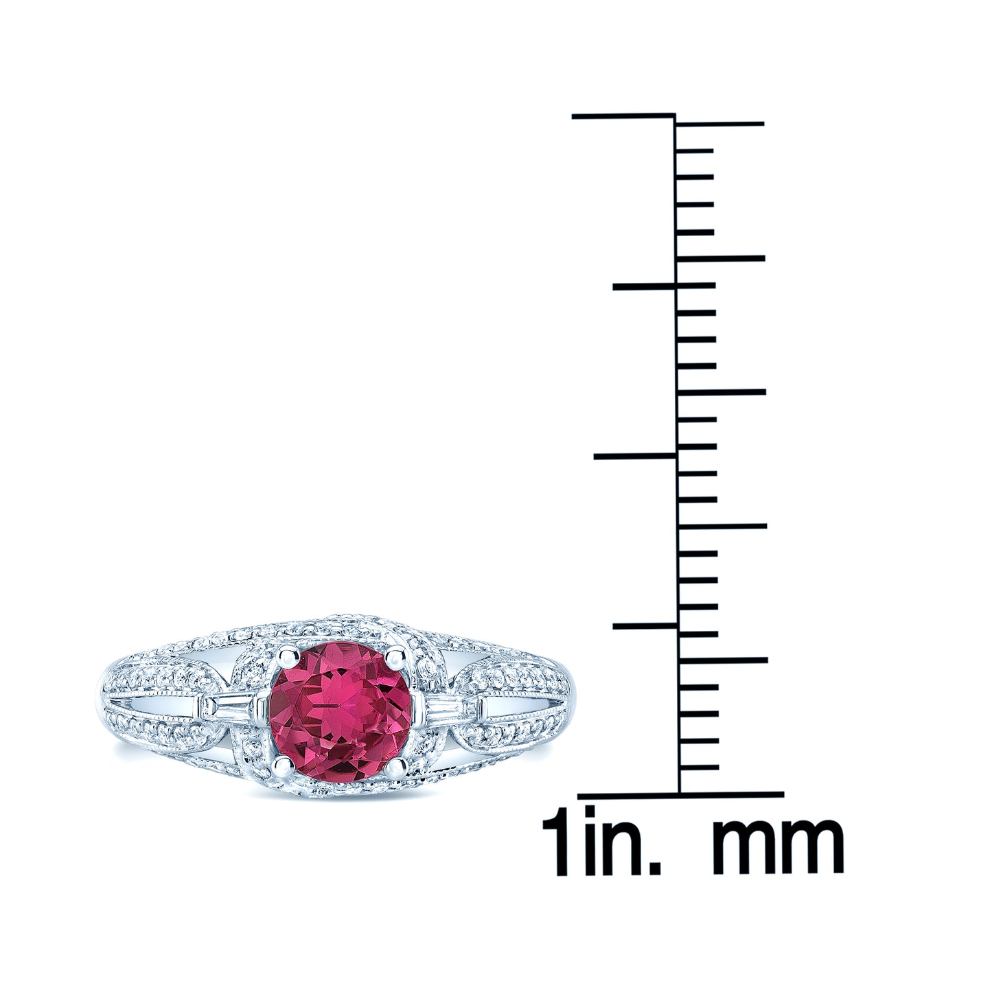 Pink Tourmaline And Diamond Ring In 14k White Gold (1/3ctw)