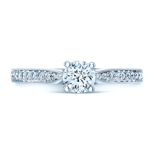 Diamond Pave Shank And Bezel Gallery Wed Set In 14k White Gold (3 Ring Set)