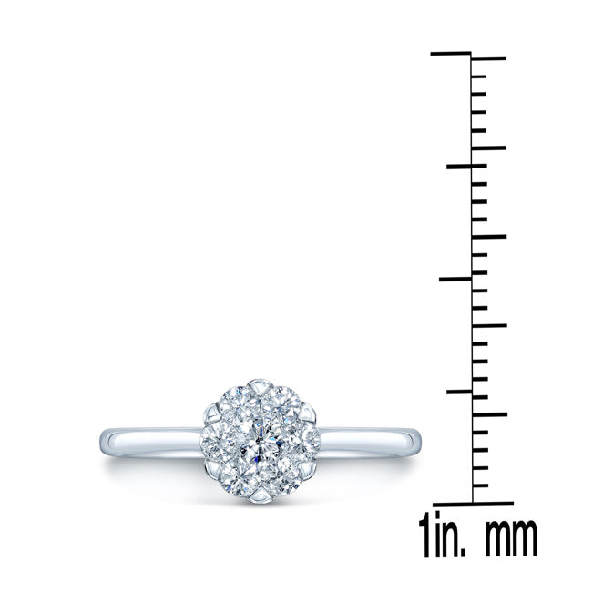 Diamond Cluster Solitaire Ring In 14k White Gold