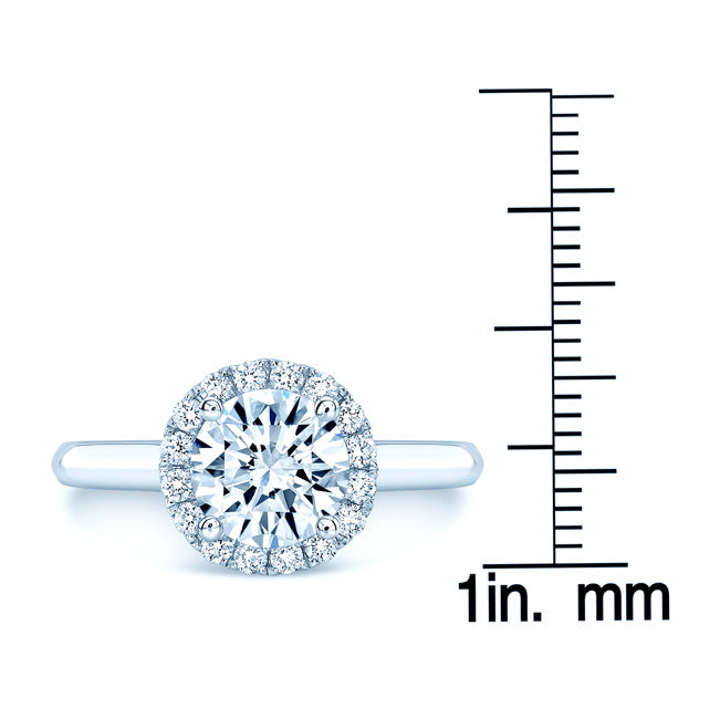 Round Diamond Engagement Ring With Cz Center In 14k White Gold (1/4 Ct.tw.)