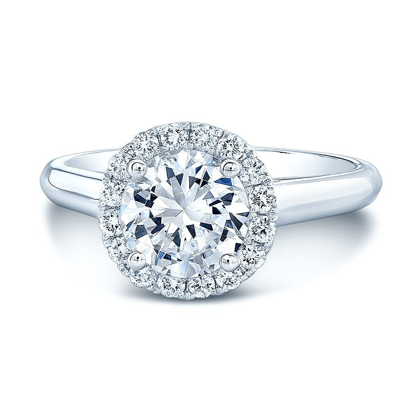 Round Diamond Engagement Ring With Cz Center In 14k White Gold (1/4 Ct.tw.)