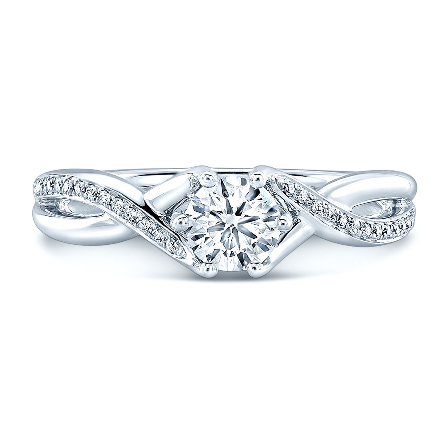 Ribbon Swirl Diamond Wedding Set In 14k White Gold (5/8 Ct.tw.)