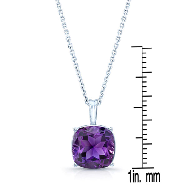 Amethyst Cushion Pendant In 14k White Gold