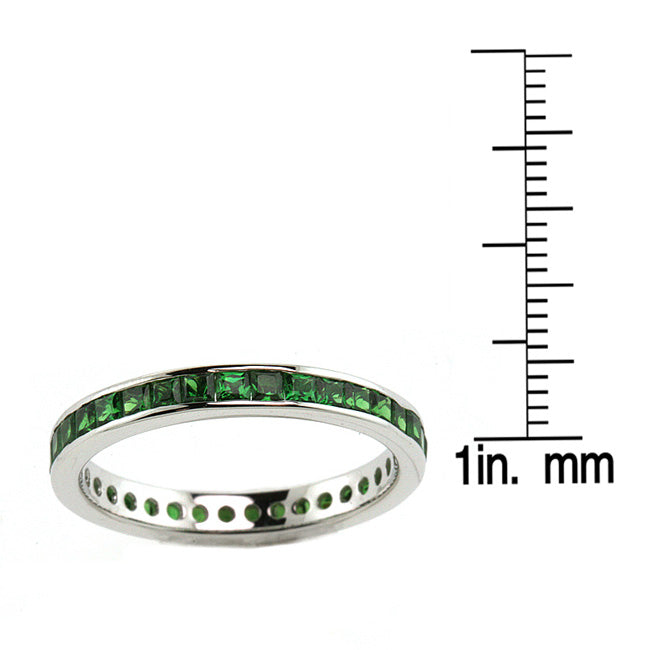 Green Tsavorite Eternity Band In 18k White Gold