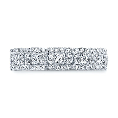 Diamond Square Halo Band In 14k White Gold