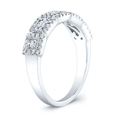 Diamond Square Halo Band In 14k White Gold