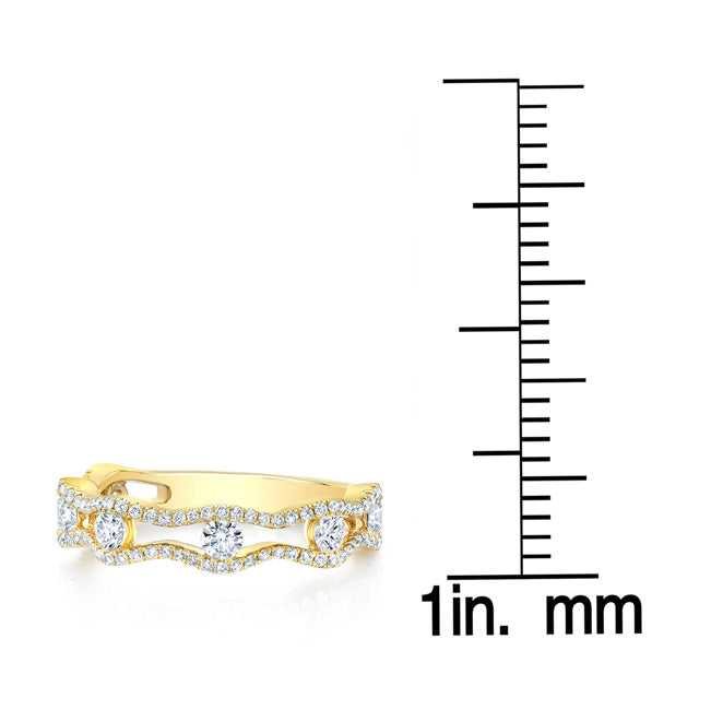Floating Diamonds Scallop Edge Band in 14K Yellow Gold | Carl K. Gumpert