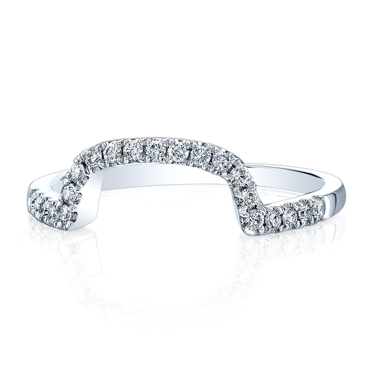 Diamond Pave Notched Band In 14k White Gold