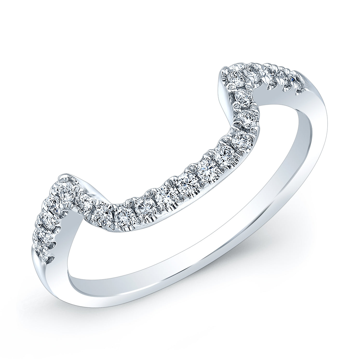 Diamond Pave Notched Band In 14k White Gold