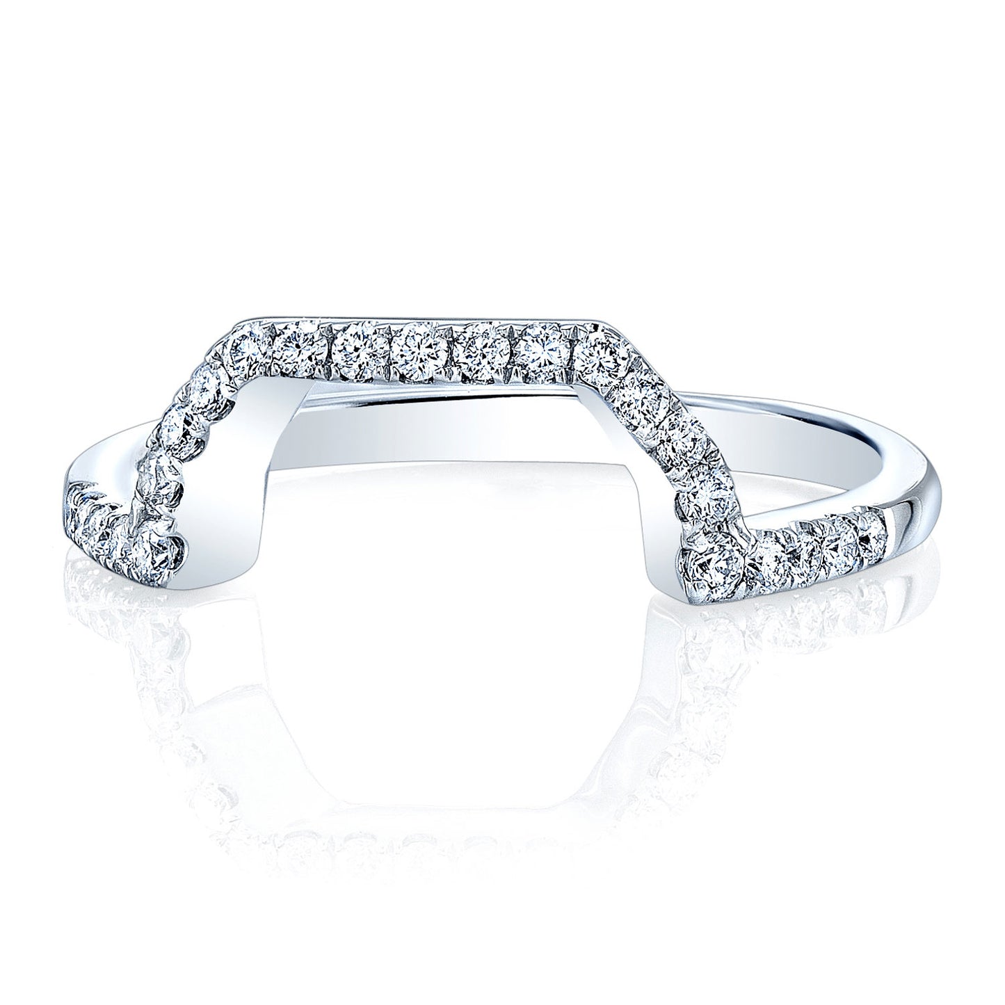 Diamond Pave Notched Band In 14k White Gold