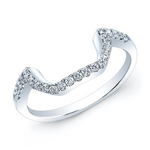Diamond Pave Notched Band In 14k White Gold