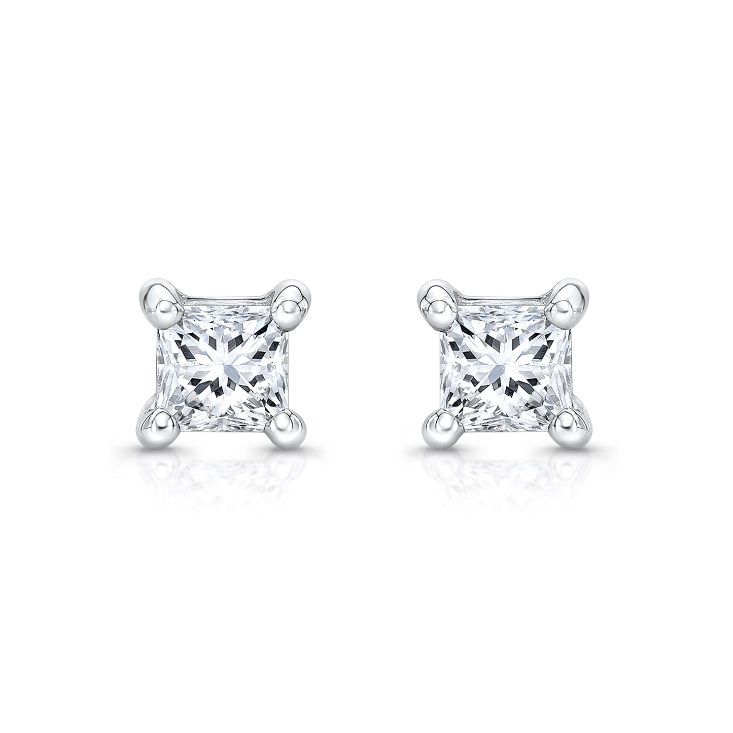 Diamond Princess 4-prong Studs 14k White Gold