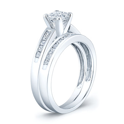 Diamond Princess/baguette/round Wedding Set In Platinum 950
