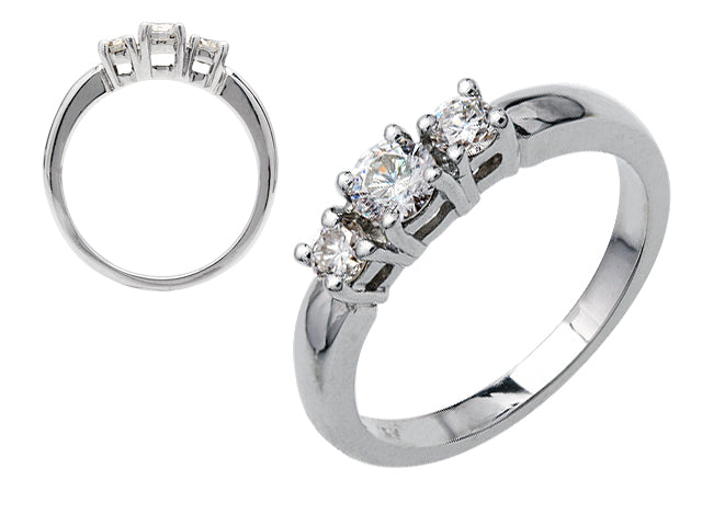 3 Round Brilliant Diamonds In Platinum Engagement Ring