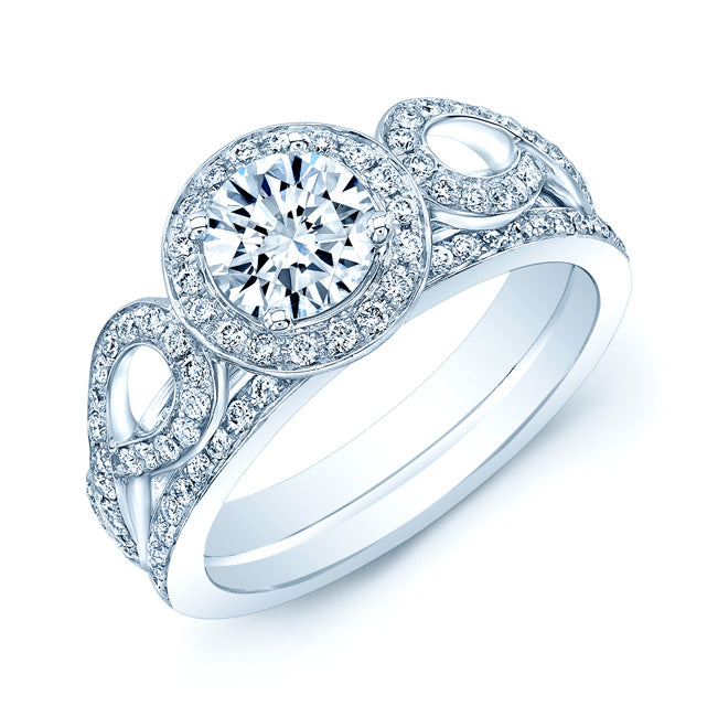 Diamond Semi-mount Wedding Set In 18k White Gold (3/8ct.tw.)
