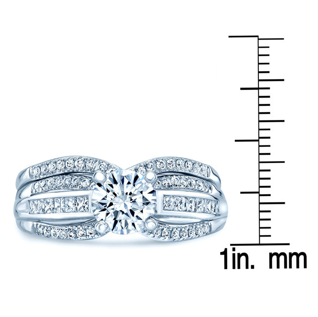 Diamond Wedding Set With 1/2ct Princess Center In 18k White Gold