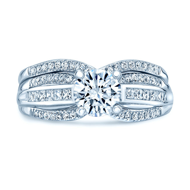 Diamond Wedding Set With 1/2ct Princess Center In 18k White Gold