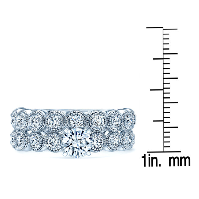 Diamond Wedding Set With 1/2ct Round Center In 14k White Gold
