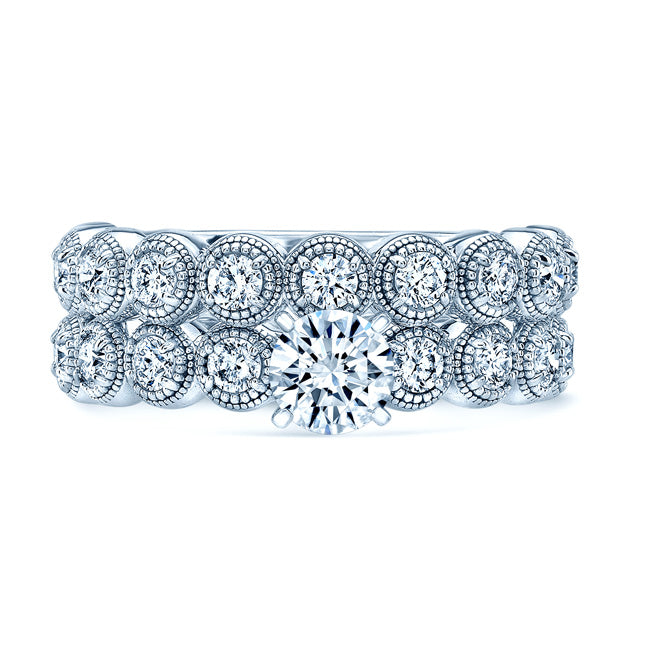 Diamond Wedding Set With 1/2ct Round Center In 14k White Gold