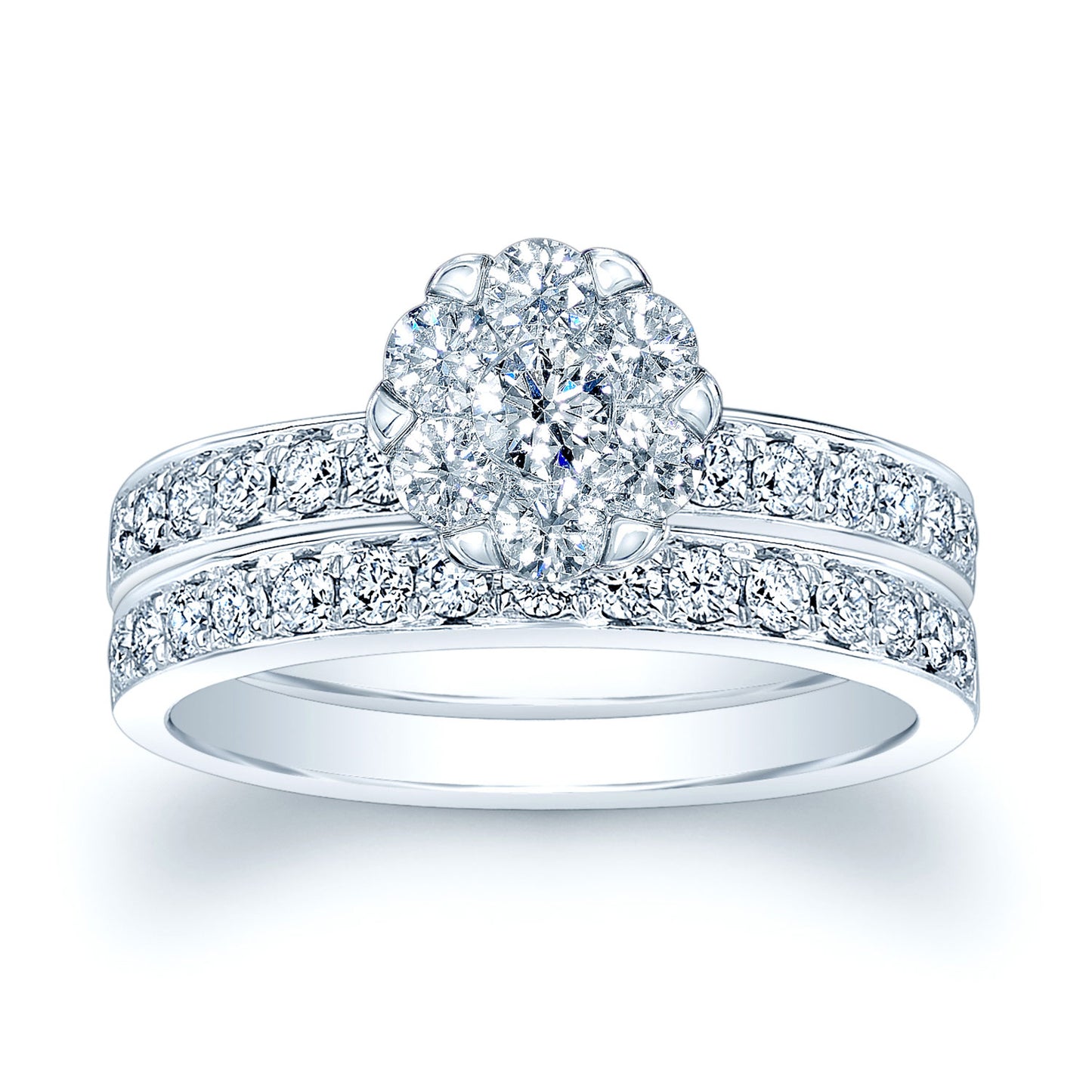 Coronet 2-1/2ct Equiv Bridal Set 14k White Gold