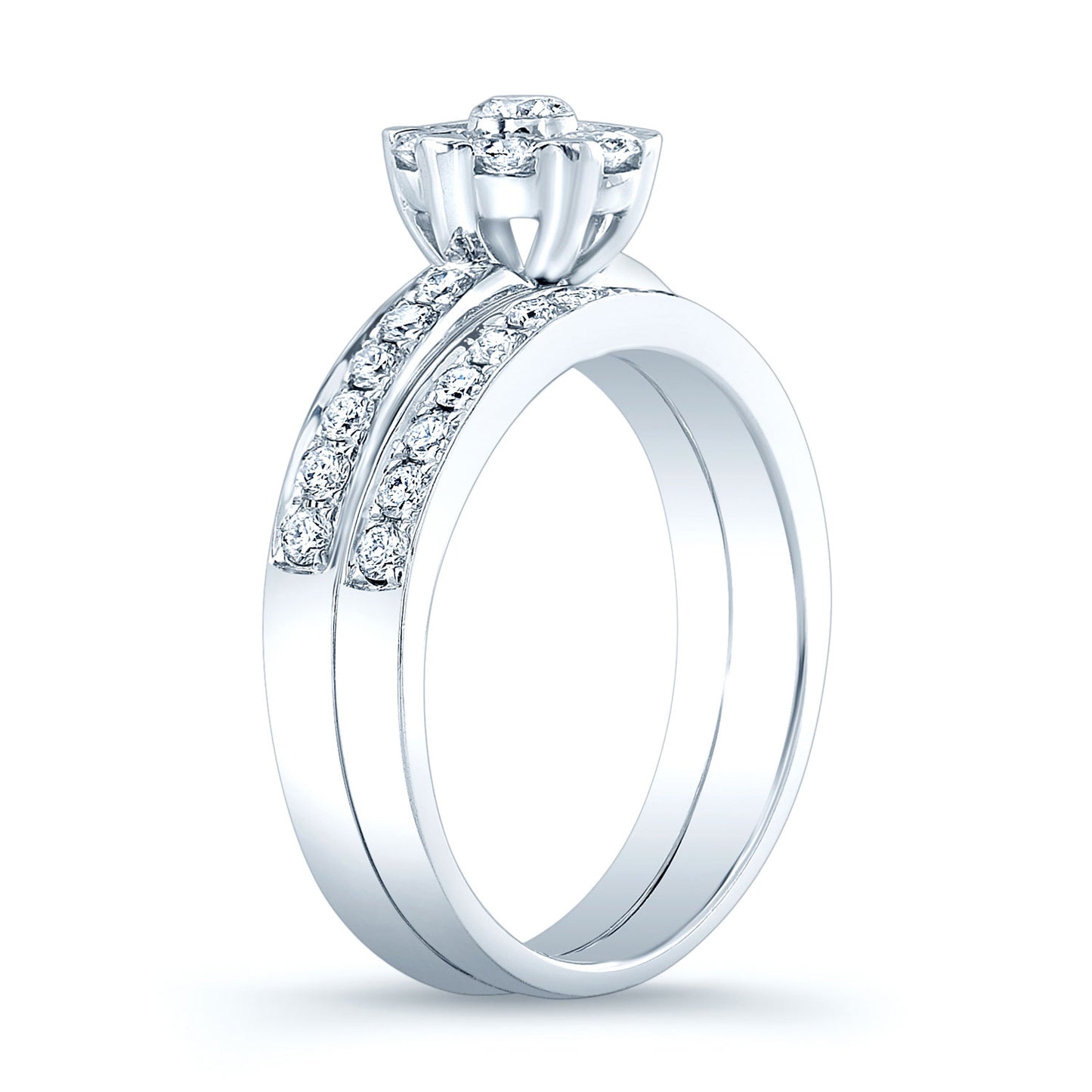 Coronet 2-1/2ct Equiv Bridal Set 14k White Gold