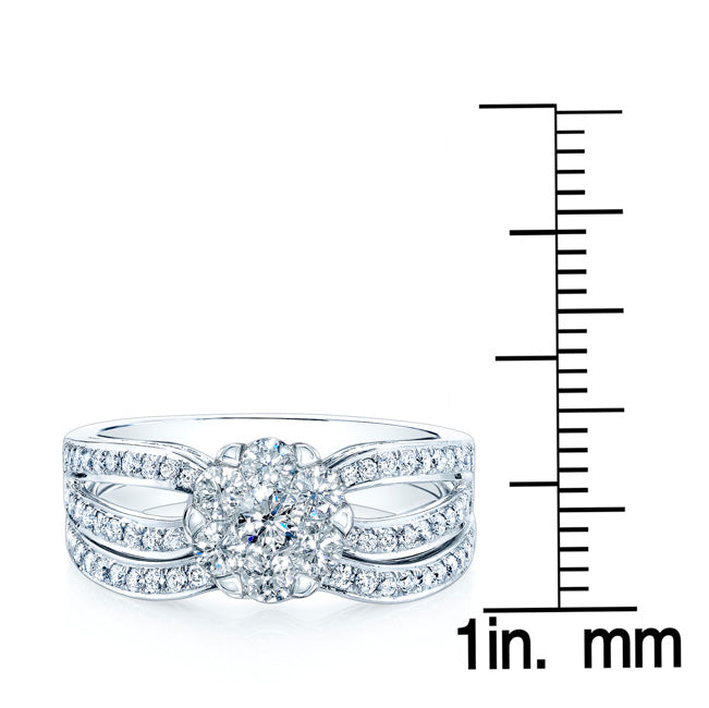 Diamond Contoured Band With Milgrain In 14k White Gold