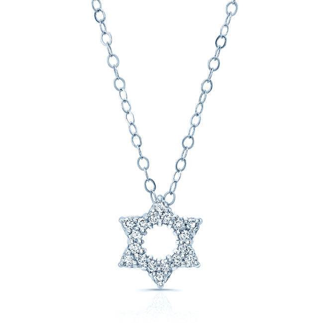 Diamond Star Of David Pendant In 14k White Gold