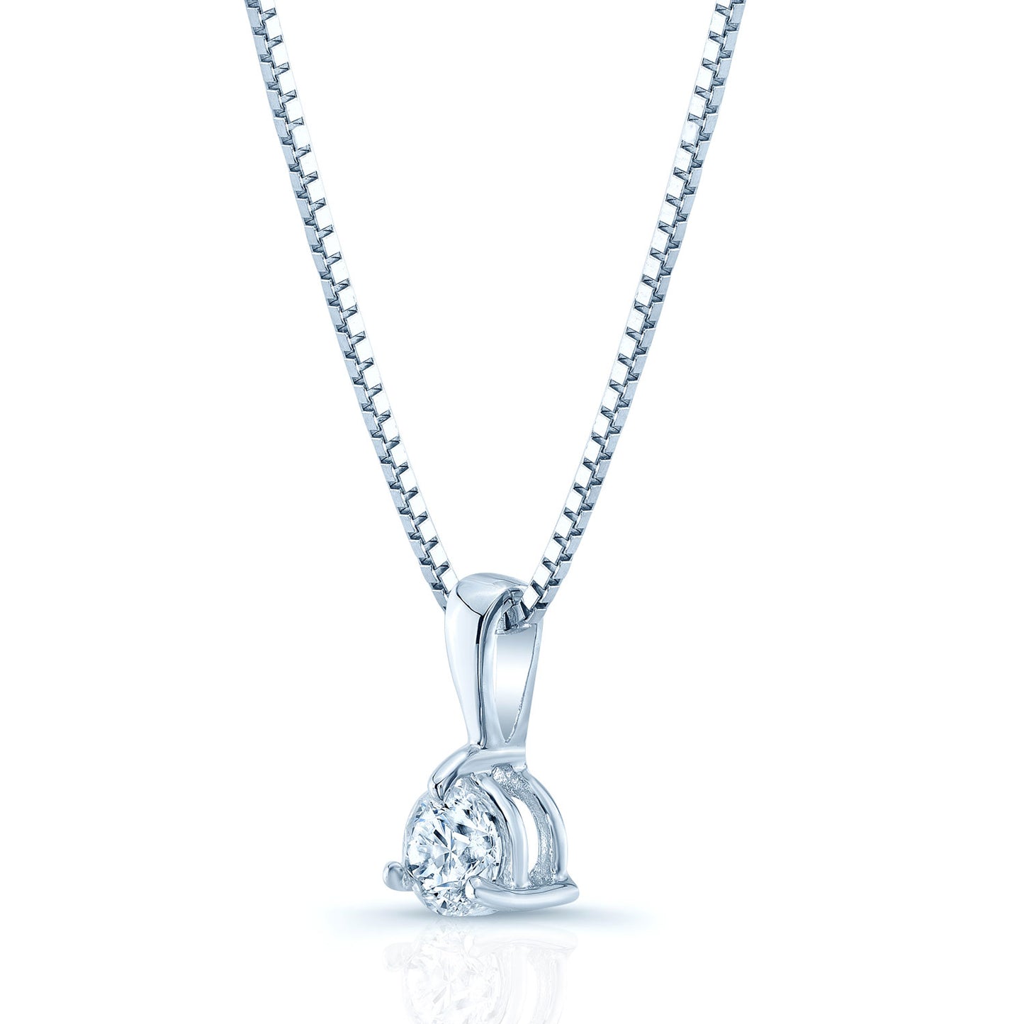Diamond 0.50ct Round Solitaire Pendant In 18k White Gold 16" Chain