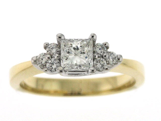 Diamond Princess Cut Engagement Ring In 14k Two Tone Gold