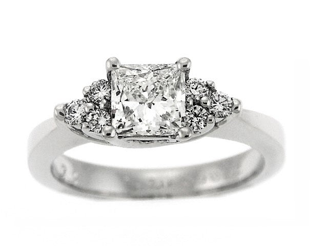 Diamond Accent Princess Cut Engagement Ring In Platinum (semi Mount)