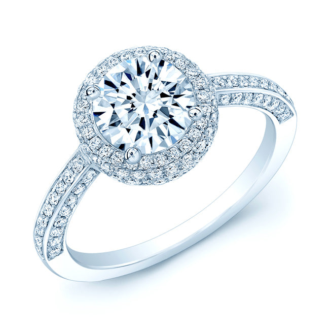 Preset Diamond Halo Engagement Ring In 14k White Gold (1.01 Gia Ctr)