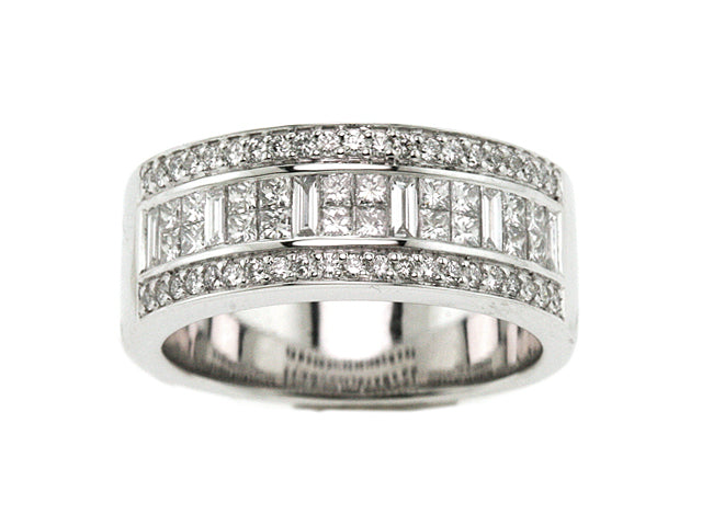 Round, Princess And Baguette Diamond Ring In 14k White Gold (9/10 Ct. Tw.)