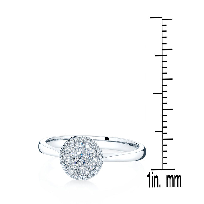Diamond Halo Ring In 14k White Gold, Size 6
