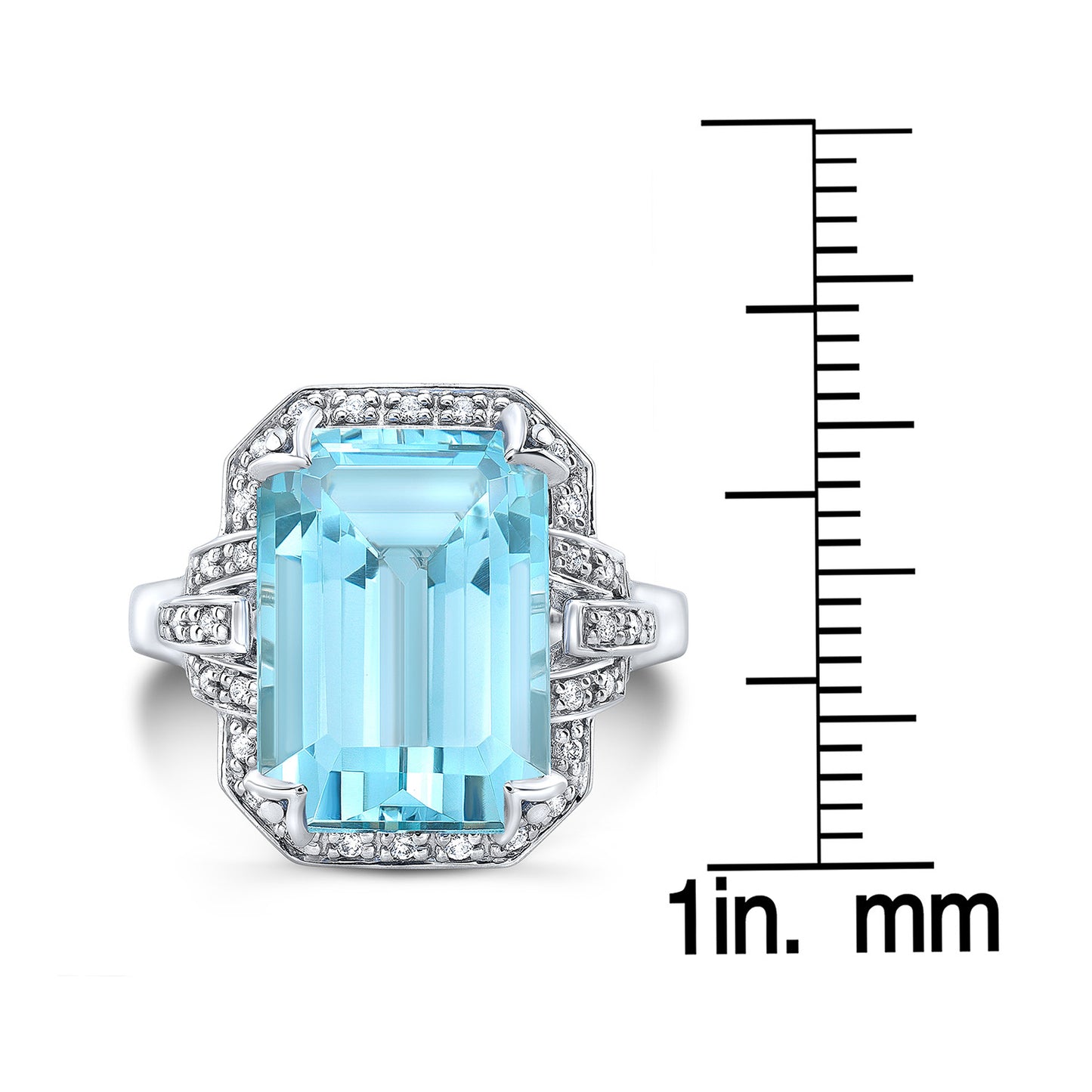 Aquamarine And Diamond Ring In 14k White Gold