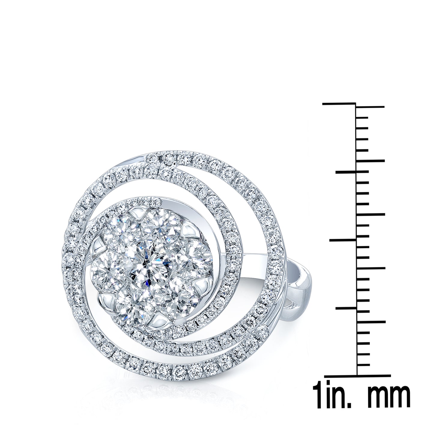 Diamond Circle Swirl Ring In 14k White Gold 1.15ctw