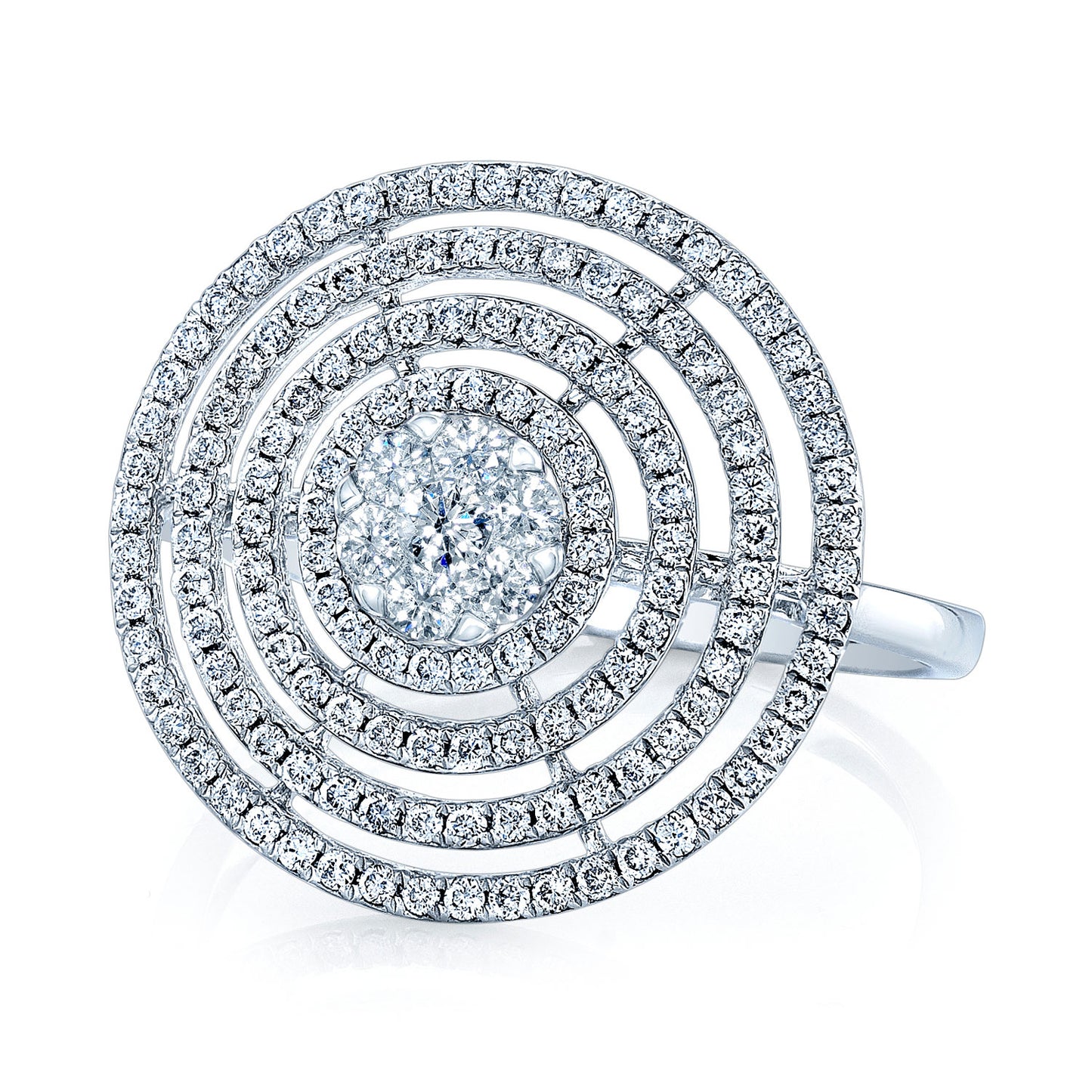 Diamond Concentric Circles Ring In 14k White Gold
