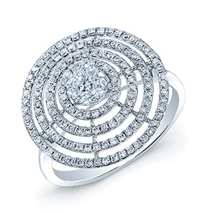 Diamond Concentric Circles Ring In 14k White Gold
