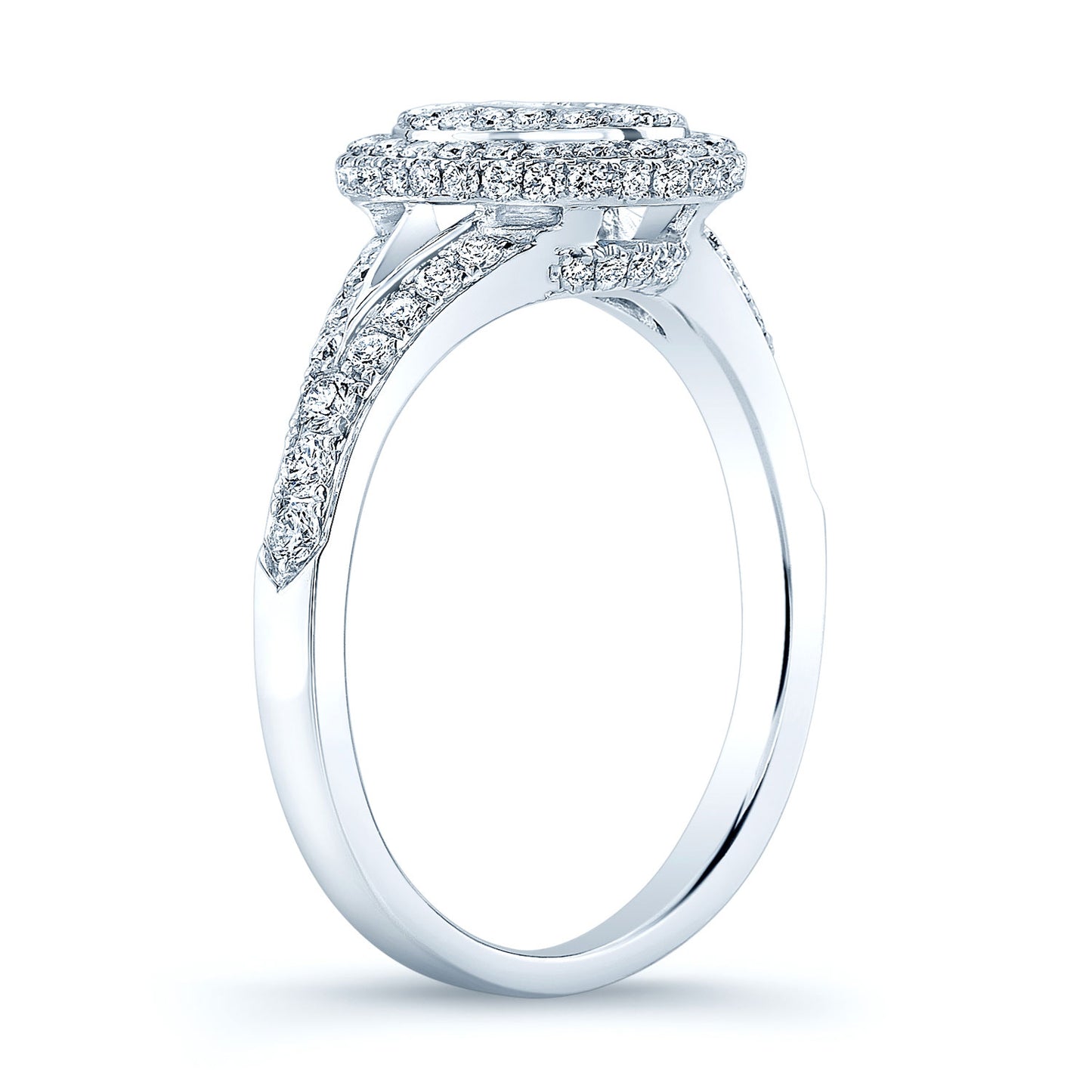 Tsavorite And Diamond Double Halo Ring In 14k White Gold