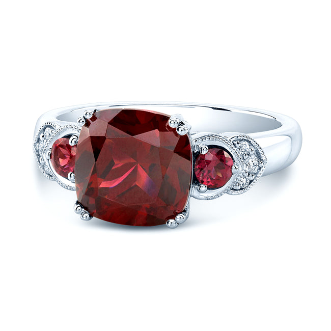 Rhodolite Garnet And Diamond Ring In 14k White Gold