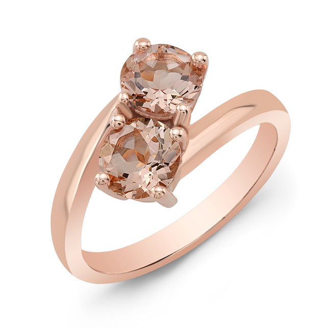 Morganite Duo Ring In 14k Rose Gold