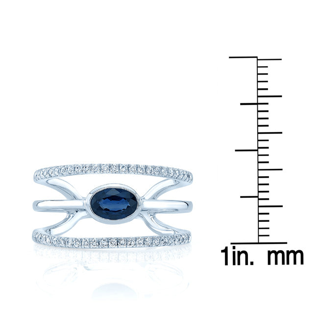 Sapphire And Diamond Open Work Ring In 14k White Gold (1/4 Ct.tw.)