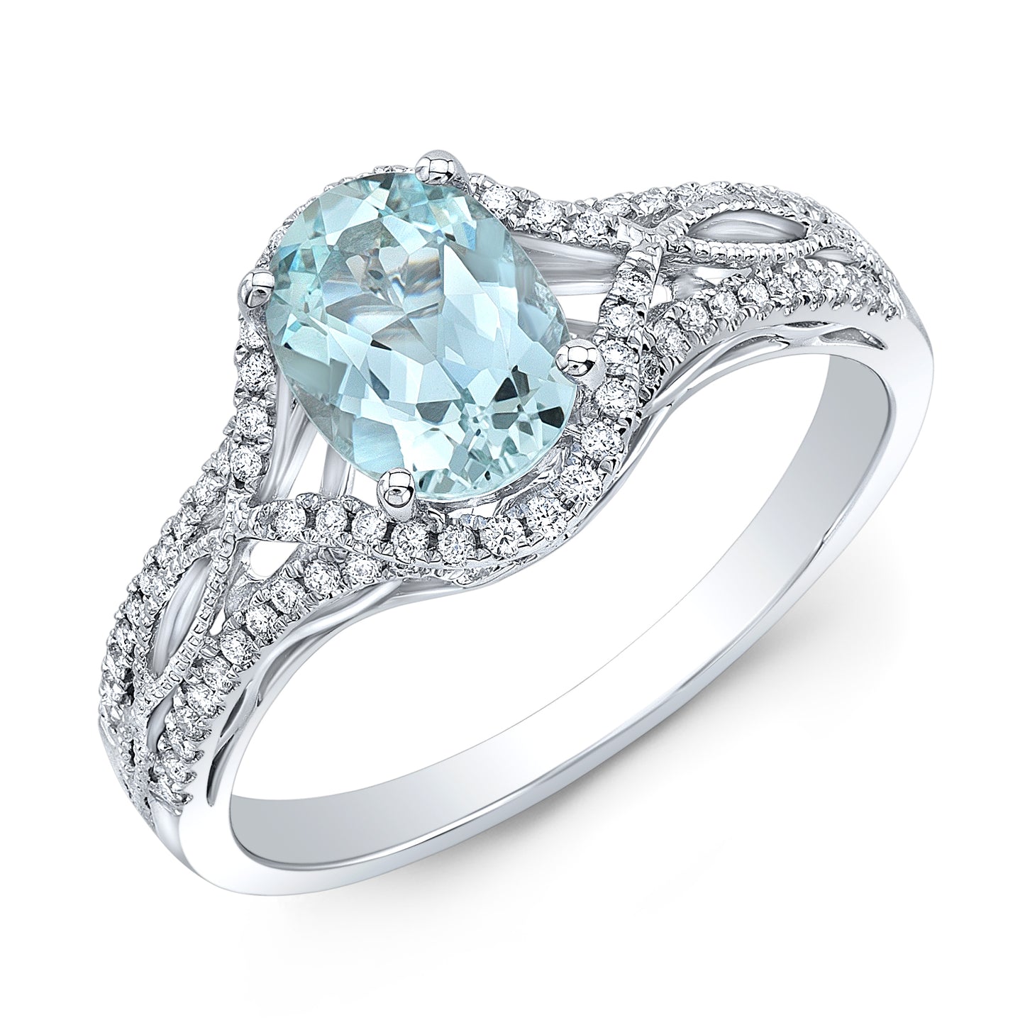 Aquamarine & Diamond Ring in 14K White Gold 1/5ctw | Carl K. Gumpert