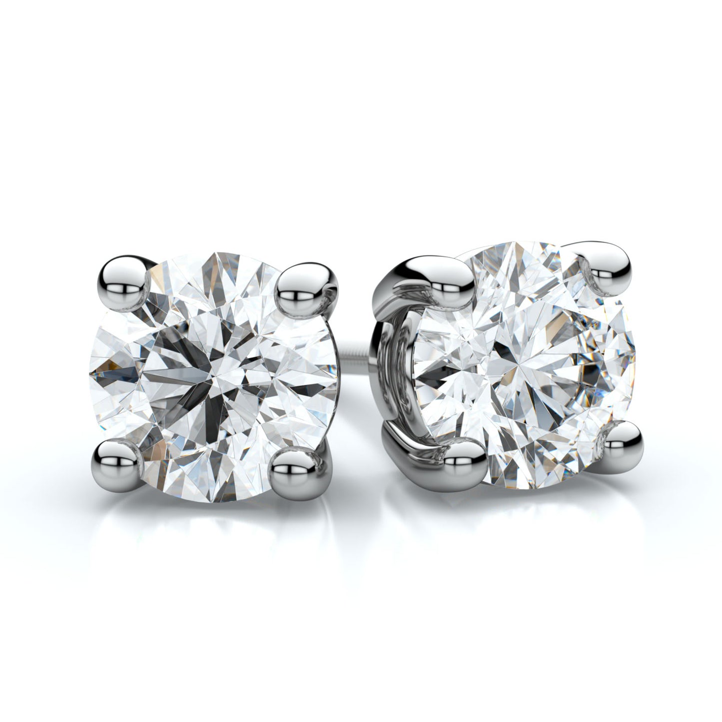 Diamond Round 4-prong Stud Earrings With Screwbacks In 14k White Gold (0.25 Ctw)