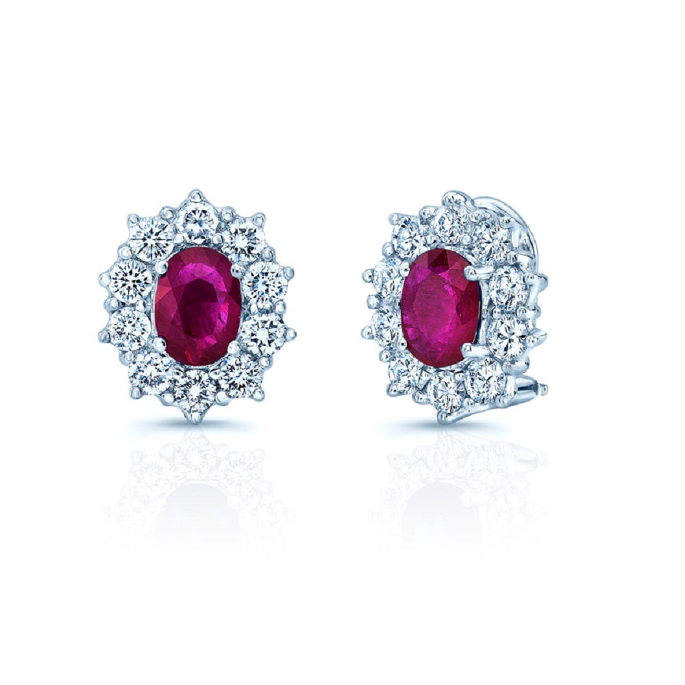 Ruby And Diamond Earrings In 18k White Gold (2 Ct. Tw.)