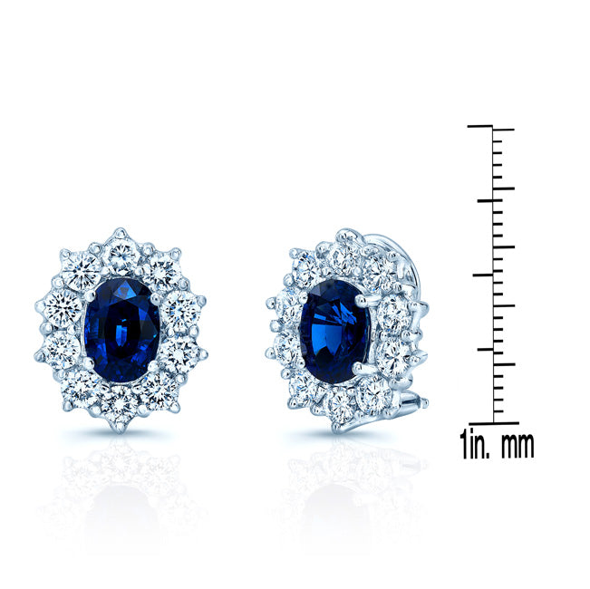 Sapphire And Diamond Earrings In 18k White Gold
