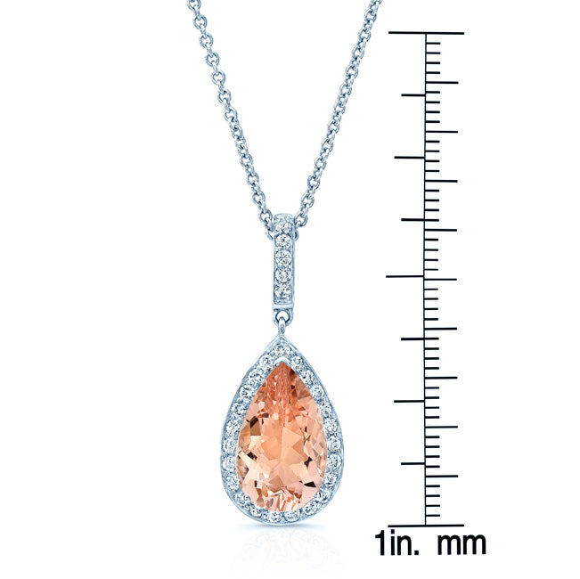 Morganite And Diamond Pendant In 14k White Gold (1/2 Ct. Tw.)