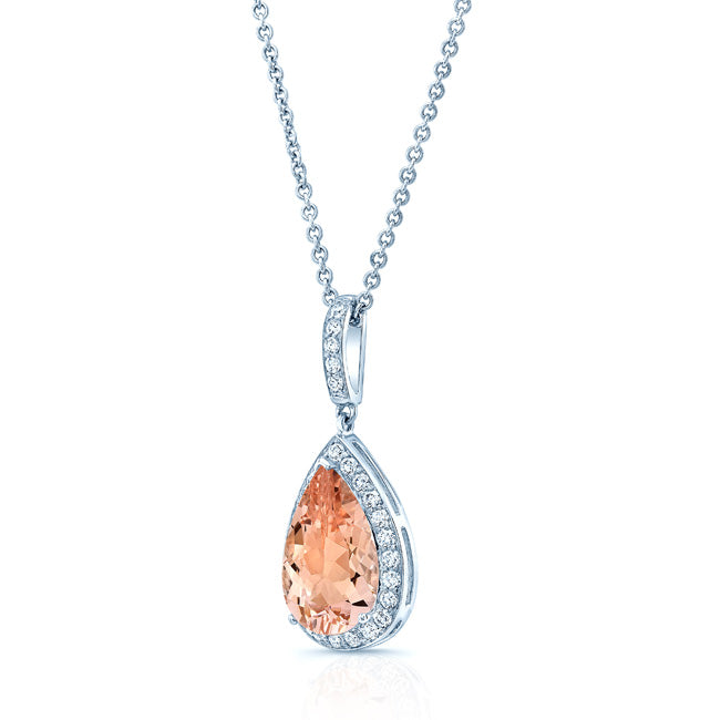 Morganite And Diamond Pendant In 14k White Gold (1/2 Ct. Tw.)